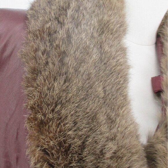 Vintage 70's Red Fur Collar Leather Jacket M - Picture 8 of 16